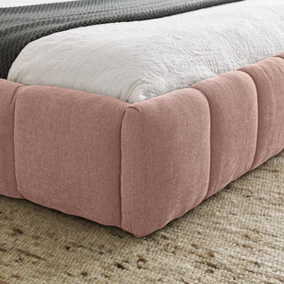 Queen Size Upholstered Bed Frame With Thick Fabric, Chenille Fabric Grounded Queen Size Platform Bed With Headboard And Solid Frame. No Box Spring Needed, PINK 68x86.5x23.5
