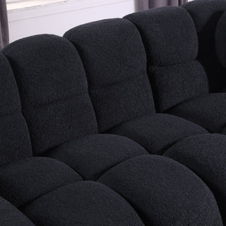 87.4 Length ,35.83inch Deepth ,human Body Structure For USA People, Marshmallow Sofa,boucle Sofa ,3 Seater, Black BOUCLE