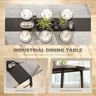 Industrial Kitchen Table for 8 People, 70.9" Long Dining Table with Large Tabletop and Steel Legs for Dining Room, Gray