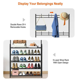 Freestanding Entryway Coat Shoe Rack