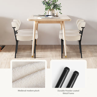 White Cushion Black Steel Frame Comfortable Dining Room Chair