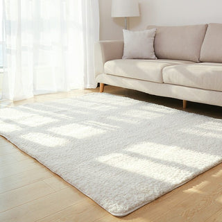 Soft White Plush Living Room Rug