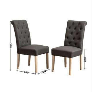 Habit Solid Wood Tufted Parsons Dining Chair, Set Of 2, Grey
