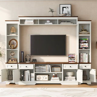 U-Can 98.8 W Wall Unit Entertainment Center With Bookshelves For TVs Up To 80, Modern TV Stand Media Console With Cabinets And Adjustable Shelves For Living Room