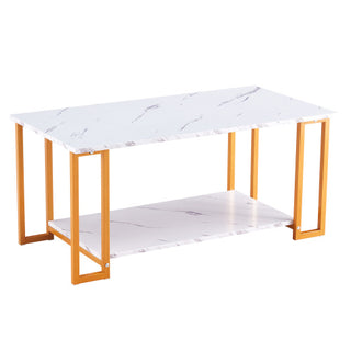 D & N White Marble Coffee Table with Gold Legs – Elegant &amp; Modern Design