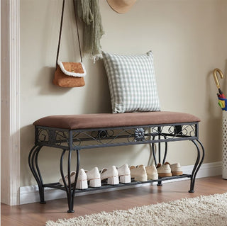 Upholstered Shoe Rack Bench Organizer