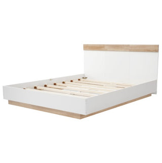 Floating Double Bed Frame with Headboard and Slatted Base