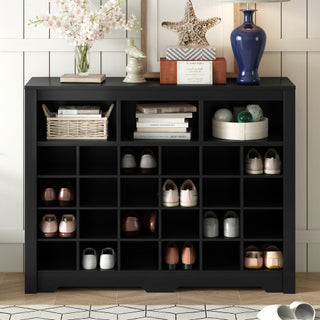 Modern Curved Black Shoe Cabinet