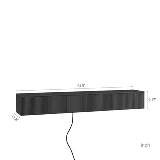 Floating TV Stand Wall Mounted With 16 Color LEDs,65inch Modern TV Stand, Floating TV Cabinet Entertainment Center For 55 60 65 Inch TV