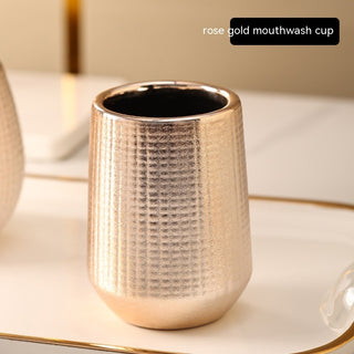 Rose Gold Ceramic Bathroom Cleaning Kit