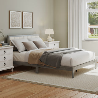 Queen Bed Frame with Headboard Queen Platform Bed Frame with Wooden Slats No Box Spring Needed Easy Assembly Gray