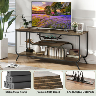 There Are Installation Videos And Scene Videos. TV Socket And LED Light - TV Stand TV Up To 55  Small Unit Modern TV Console Suitable For Living Room And Bedroom, Light Grey