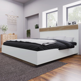 Floating Bed With Headboard In Timber Slatted Frame  Size  180cmx200cm