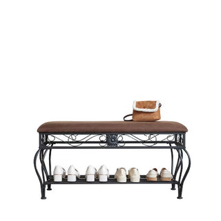 Upholstered Shoe Rack Bench Organizer