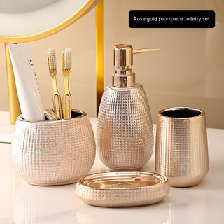 Rose Gold Ceramic Bathroom Cleaning Kit