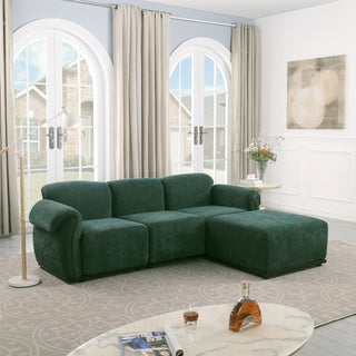 93 Length ,Fashionable Modular Sofa, Iron Frame Chenille Sofa, GREEN, Suitable For Living Room