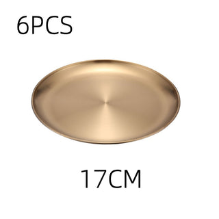 Retro Metal Round Tray Stainless Steel Snack