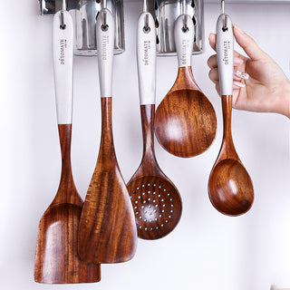 Simple Teak Lacquer Soup Spoon