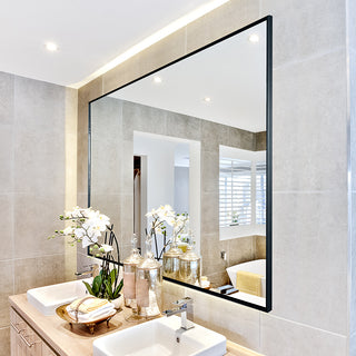 Modern Black Aluminum Bathroom Wall Mirror