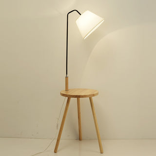 Vertical Wooden Coffee Table Floor Lamp