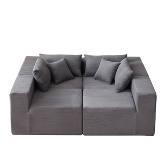 104-Inch Corduroy  Modular L Shaped Sectional Sofa,Luxury Floor Couch Set,Upholstered Indoor Furniture,Foam-Filled Compressed Sofa For Living Room,Bedroom,4 PC Free Combination