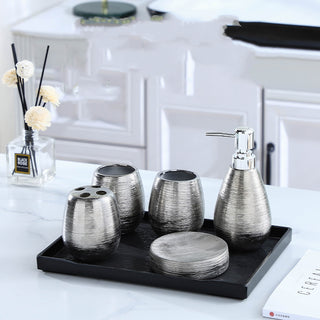 Vintage Brushed Ceramic Bathroom Set