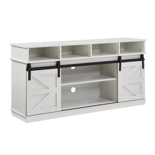 TV Stand Sliding Barn Door Modern Farmhouse Wood Entertainment Center, Storage Cabinet Table Living Room With Adjustable Shelves For TVs Up To 65,White