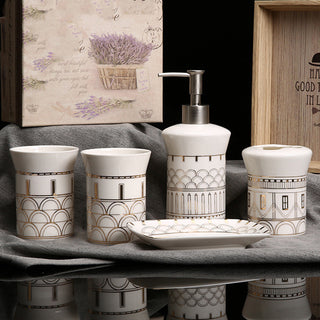 Simple &amp; Stylish Bone Ceramic Bathroom Set