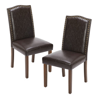 Modern Armless Dining Chairs With Upholstered Fabric,Nailhead Trim And Wood Legs