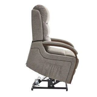 Power Lift Recliner Chair With Massage & Heat For Elderly, Dual Motor Electric Lift Recliner, Egyptian Velvet Fabric Upholstery, Side Pockets, Brown