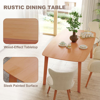 Pine Wood Dining Table for 6, 47" Rustic Rectangular Kitchen Table with Large Tabletop for Dining Room, Natural