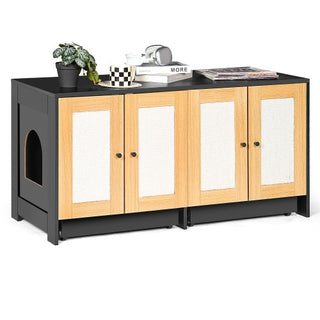 Double Cat Litter Box Enclosure Furniture