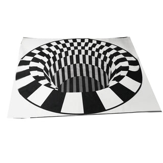 3D Vortex Carpet Black White Grid Bottomless