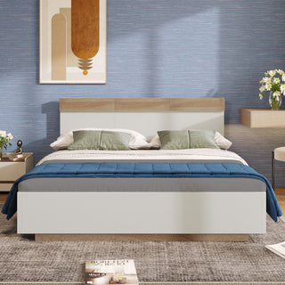 Floating Double Bed Frame with Headboard and Slatted Base
