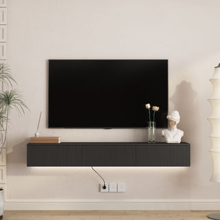 Floating TV Stand Wall Mounted With 16 Color LEDs,65inch Modern TV Stand, Floating TV Cabinet Entertainment Center For 55 60 65 Inch TV