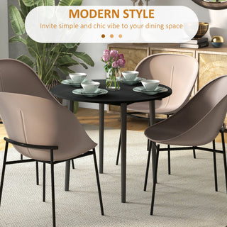 Folding Dining Table, Round Drop Leaf Kitchen Table For Small Spaces With Wood Legs, Black