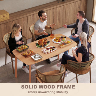 Pine Wood Dining Table for 6, 47" Rustic Rectangular Kitchen Table with Large Tabletop for Dining Room, Natural