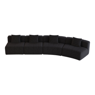 Two Curved Seats And Two Single Seats,Chenille Curved Sectional Sofa With 4 Pillows,Curved Symmetrical Modular Sofa Sectional ,Two Curved Seats And Two Single Seats
