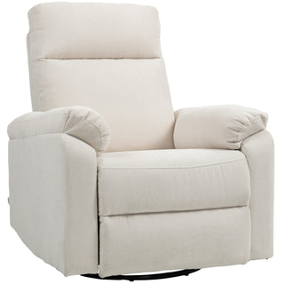Recliner Chair, Wide Swivel Rocker Chair, Overstuffed Single Sofa with Pocket Spring, Footrest, Quick Assembly, Cream