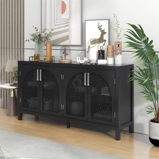Large Rattan Style Sideboard in Black