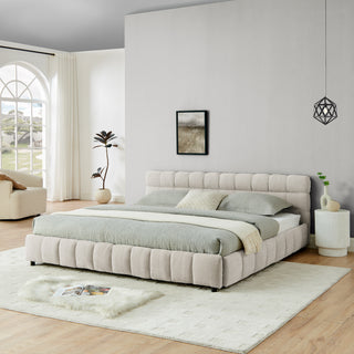 King Size Upholstered Bed ,comfortable Upholstered Bed Frame, Chenille Fabric, With Headboard And Solid Bed Frame. With Drawer For Storage.-Beige 88.5x85.5x31