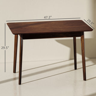 47.2" Rectangle Dining Table For 4, Mid-Century Modern Kitchen Table With Rubber Wood Legs For Dining Room, Walnut