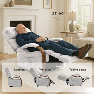 Power Lift Recliner Chair With Massage & Heat For Elderly, Dual Motor Electric Lift Recliner, Egyptian Velvet Fabric Upholstery, Side Pockets, Beige