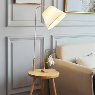 Vertical Wooden Coffee Table Floor Lamp