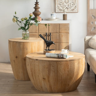 Vintage Cedar Wood Coffee Table Set