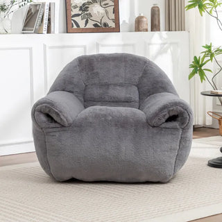 Bean Bag Chair, Comfy Bean Bag Sofa With Back Support, Faux Fur Bean Bag Chair For Adults And Kids, Stuffed Floor Sofa For Living Room, Bedroom, Apartment, Grey