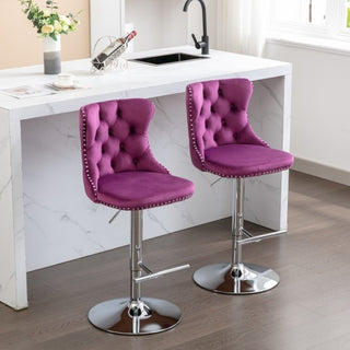 Sasha Velvet Swivel Barstools (Set Of 2)