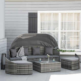 Convertible Rattan Daybed Sectional, Grey
