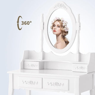 Vanity Table Set with Cushioned Stool