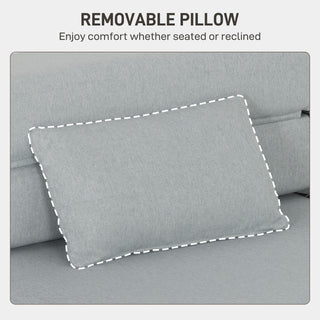 Folding Chair Bed with Pillow, Modern Linen Sleeper Sofa Bed for Living Room, Dorm, Guest Use, Light Gray